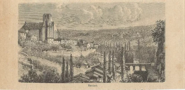 Stampa antica BELLAC veduta panoramica Alta Vienne Limosino 1896 Antique Print