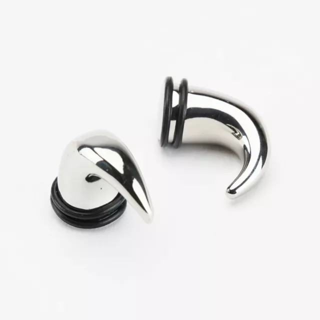 Stainless Steel Taper Bull Horn Earring Ear Gauges Plugs Expander Earlets 00G