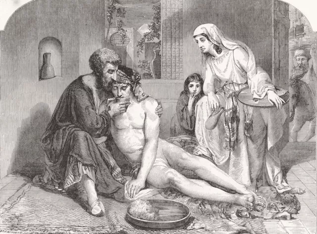 RELIGIOUS. The Good Samaritan 1858 old antique vintage print picture