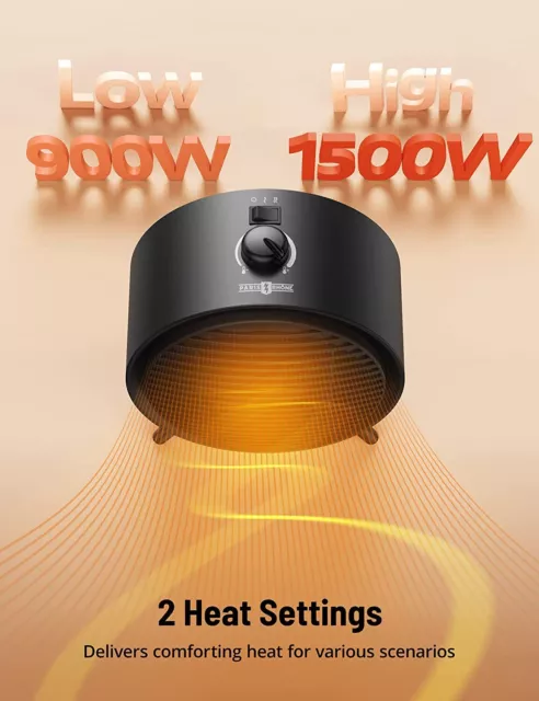 Energy Efficient 1500W Small Space Heater with Thermostat for Tabletop Bedroom 3