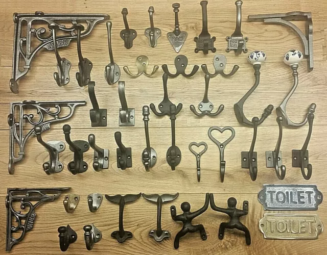 COAT HOOKS ANTIQUE Vintage Style Cast Iron £2.80 - PicClick UK