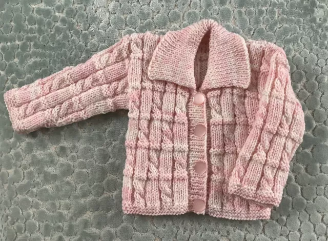 Hand Knitted Baby Girls Cardigan With Collar 0 - 3 Months