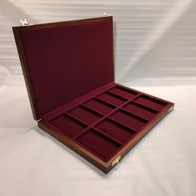 Trousse En Bois Coffret pour 10 Médailles Affichage Bois Et Velours Person