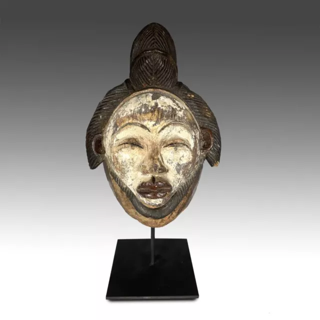 African Punu Mukudj Mask Painted Wood Gabon Central Africa 20Th C.