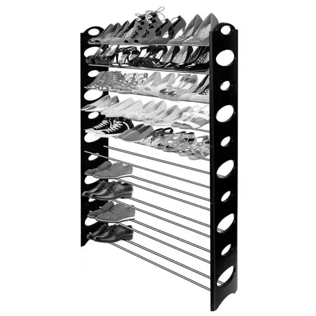 Zapatero 50 Pares Organizador de Zapatos 10 Baldas Mueble Module Shoe Rack Negro