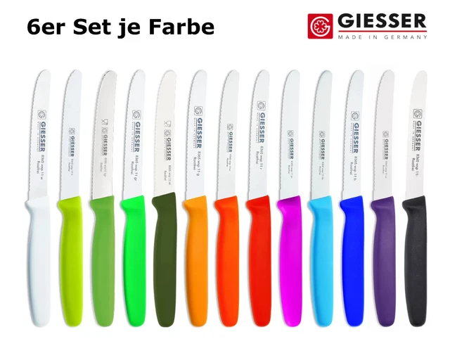 6er Set Giesser Messer Brötchenmesser Tomatenmesser Tafelmesser 11 cm -19 Farben