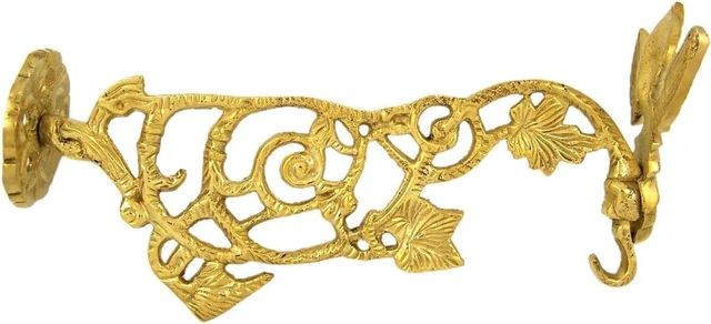 Polished Brass Ornate Cherub Angel Wall Mount Bracket Hook for Church Use 8 In