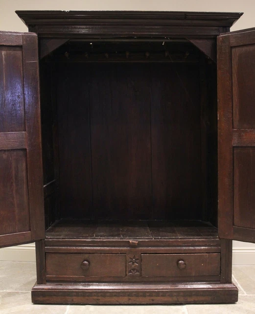 Antique Queen Anne Period Oak Housekeeper's Cupboard Press Wardrobe, c 1700 2
