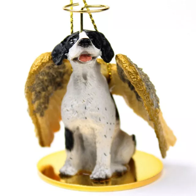 English Pointer Ornament Angel Figurine Hand Painted Black/White