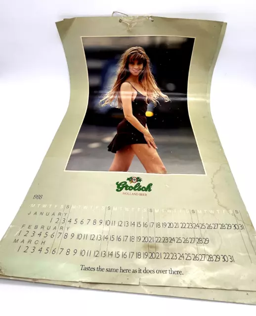Grolsch Lager Beer Poster Girl Sexy Woman Bar Vintage 1988 Calendar 18x26"