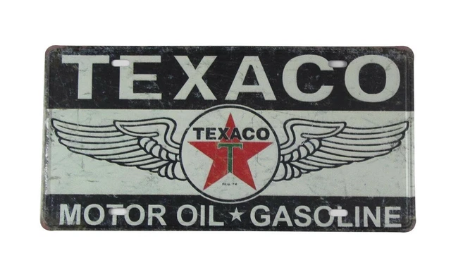 old ads hang tin signs Texaco Motor Oil Gasoline tin sign car plate