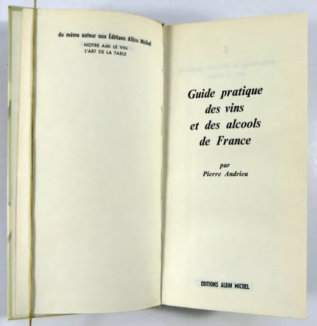 Guide des vins et alcools de France 1966 Pierre Andrieu oenologie sommelier 2