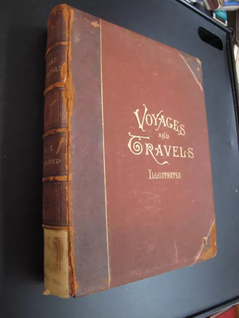 Vol I ONLY Voyages World Travels Steel Engravings Pictorial Works 1887 Geography