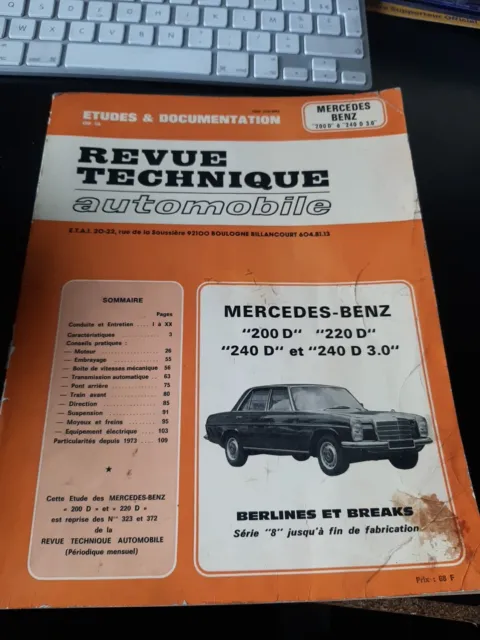 Revue technique automobile RTA MERCEDES BENZ 200D-220D-240D-240D Et 3.0