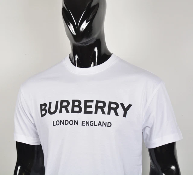 BURBERRY MEN'S WHITE T-Shirt XL | London England Logo