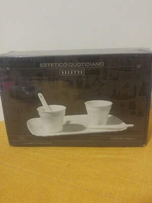 Set 6 Bicchierino Caffe+6 Palettine+1 Vassoio Cm.18,5X27 in Porcellana 