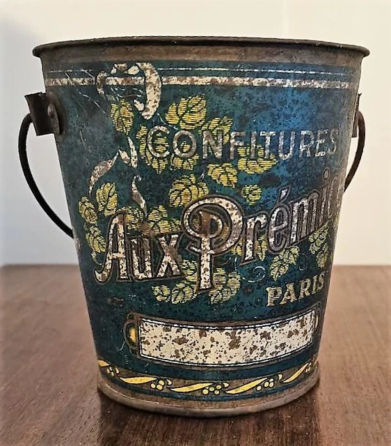 ancien seau à confitures publicitaire "Aux Prémices"