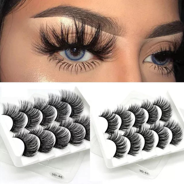 5 PAIRS 3D Natural False Eyelashes Long Thick Mixed Fake Eye Lashes ...