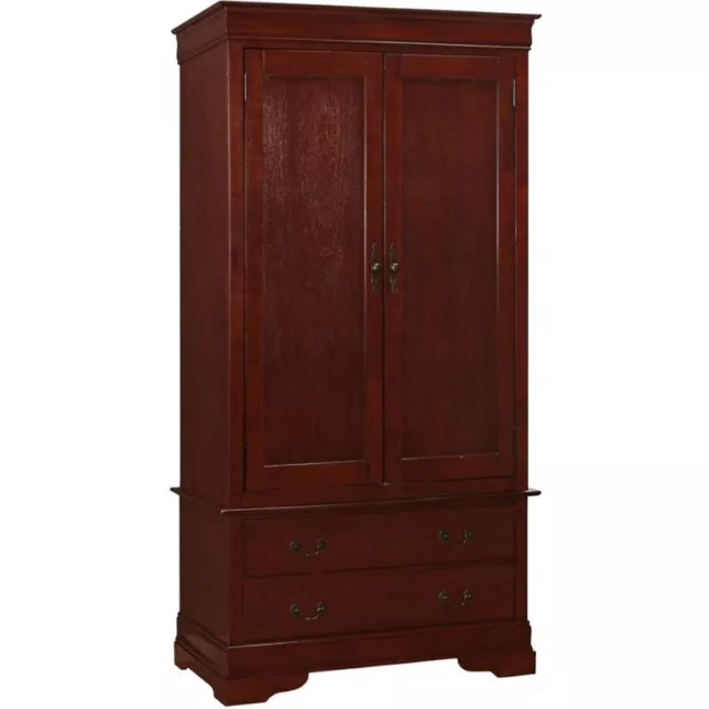 Glory Furniture Louis Phillipe 2 Drawer Armoire in Cherry