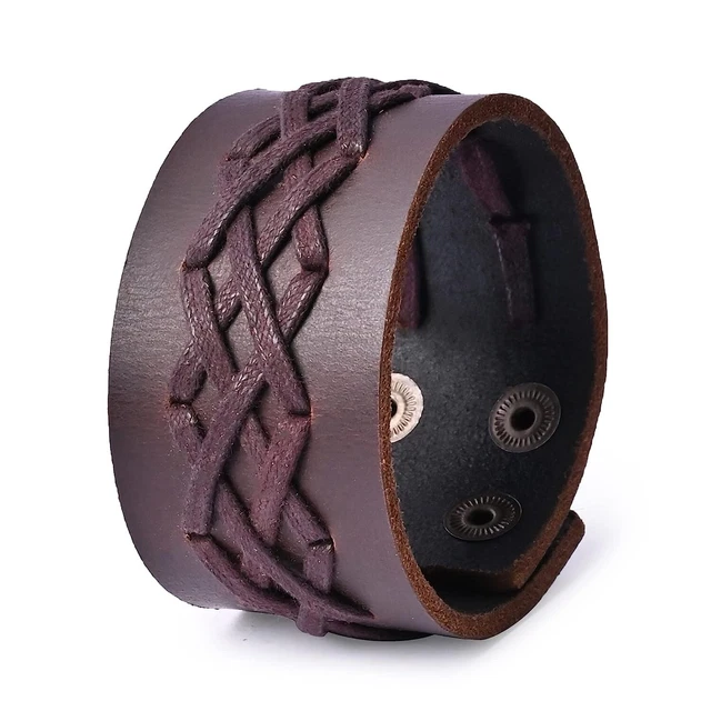 Bracciale Uomo In Vera Pelle Con Inserti In Ematite - Philip Jones - Elegante E Semplice