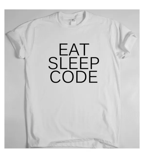 T-shirt gamer divertente magliette gioco geek umorismo programmatore EAT SLEEP CODE