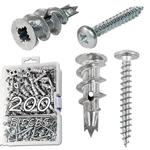 Zinc Self Drilling Drywall Hollow-Wall Anchors with Screws Kit, 100