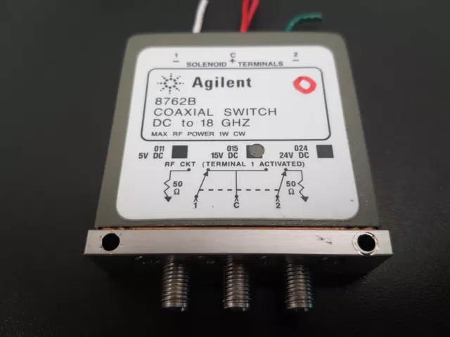Coaxial Switch, Agilent Hewlett-Packard HP 8762B, SPDT SMA(f) DC-18 GHz 15 Volt