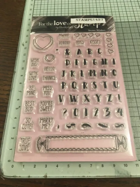 Hunkydory Sweet wishes alphabet clear stamp set refST1427