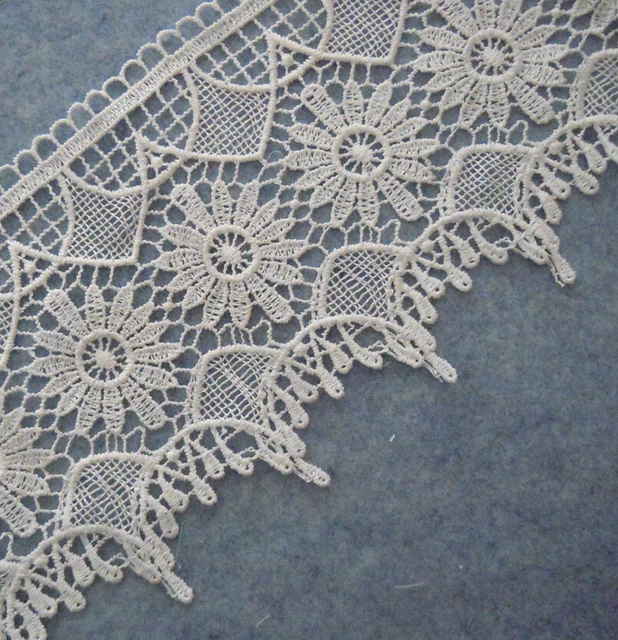 5.5'' Wide Rayon Venise Vintage Victorian Floral Lace Trim White  s0098