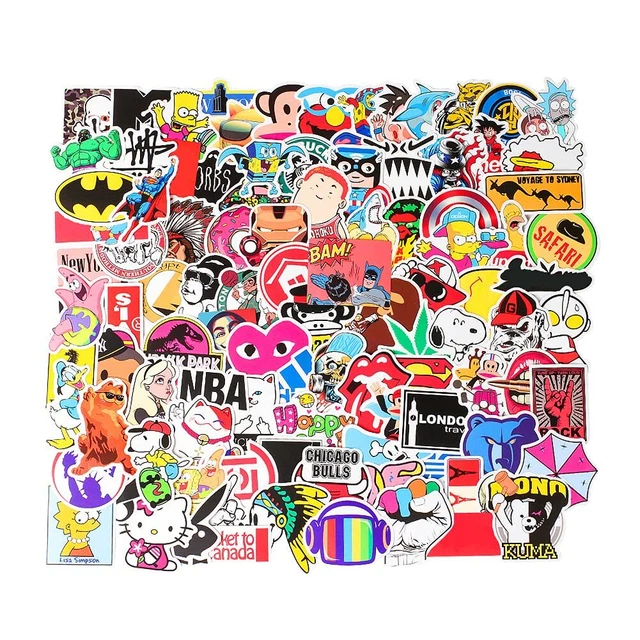 Lot De 100 Autocollants Skate Manga - PVC Imperméable - 6-10cm - Styles Variés