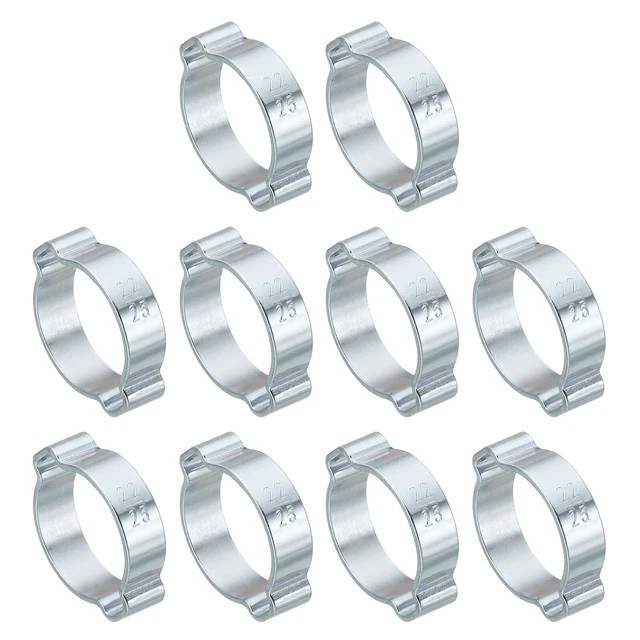 Confezione da 30 Morsetto Tubo Doppio Orecchio 22-25mm, Anelli Crimpante Acciaio Zincato