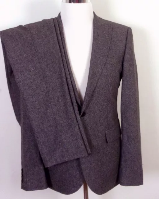 EUC Next Tailoring Gray Donegal Tweed Nova Fides 2 Pc Suit Peak Ticket Slim 40 L