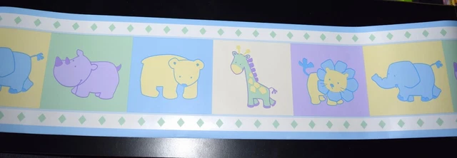 Lot 2 Kidsline ARCADIA Animal Safari Zoo Circus Baby WALL PAPER BORDER #8000WB