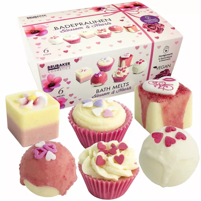 BRUBAKER Cosmetics Bath Bombs "Blossom & Hearts" Gift Set - Handmade and Vegan