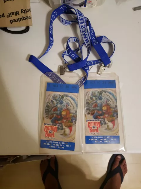 2001 Cotton Bowl Game Ticket and lanyard Kansas State Tennessee Volunteers  2