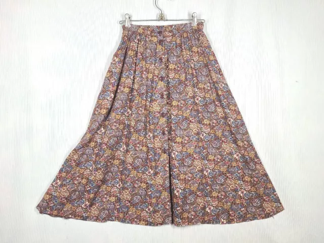 Vtg 70s Floral Calico Skirt Western Rayon Midi S w25 Branch Of Joshua Tree Retro