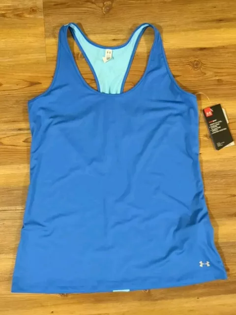 New With Tags Under Armour Women’s Large Blue Dri Fit Tech Tank Top Racer Back