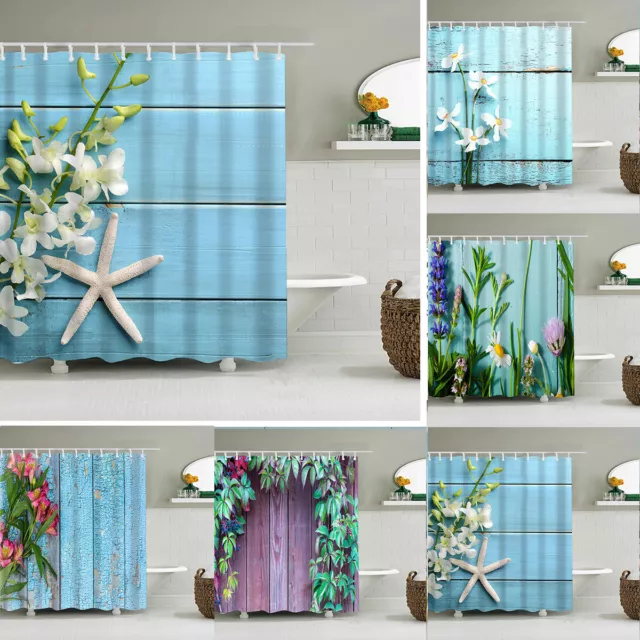 Flower Wall Waterproof Shower Curtain Bathroom Curtains With Hooks Polyester