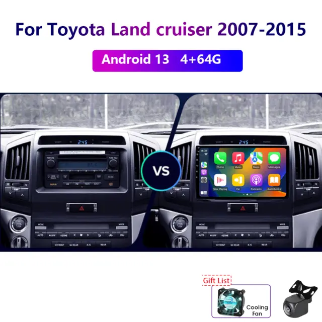 Wireless Carplay 4-64G Android13 For Toyota Landcruiser 2007-15 Car Stereo Radio