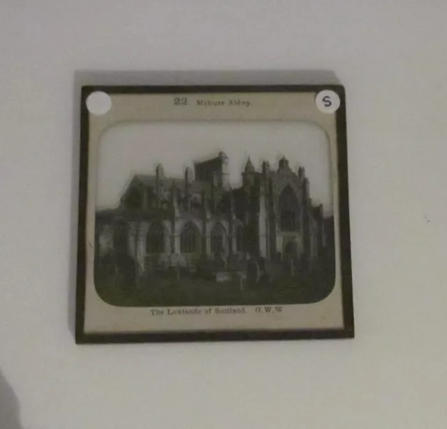 GWW Glass Magic Lantern Slide MELROSE ABBEY C1890 OLD VICTORIAN PHOTO 2