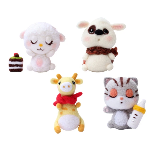 4 Juegos Lana Felting Animals Kit HAZLO TÚ MISMO Hecho a mano Sin terminar