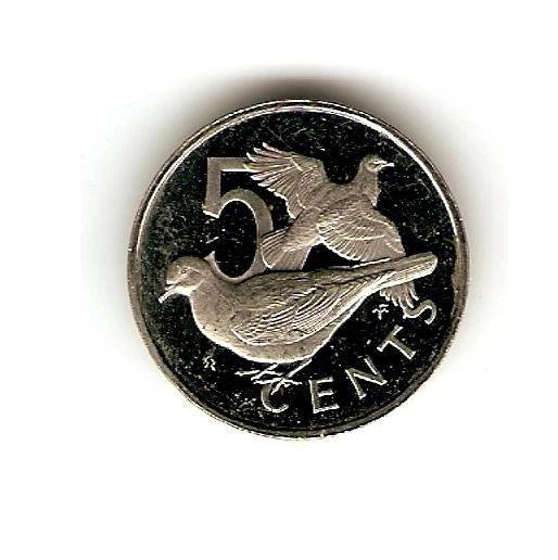 1975 VIRGIN ISLANDS Coin 5 CENT - BIRD Doves , PROOF Like