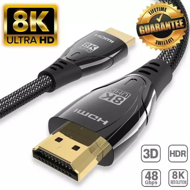 HDMI Cable 8K 2.1 Ultra High Speed 48Gbps UHD Gold PS4 PS5 XBOX Sky Virgin HDTV