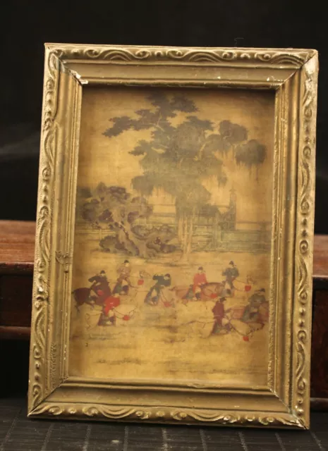 Chinese old wood frame Glass skin painting Hand-painted decorative painting 2