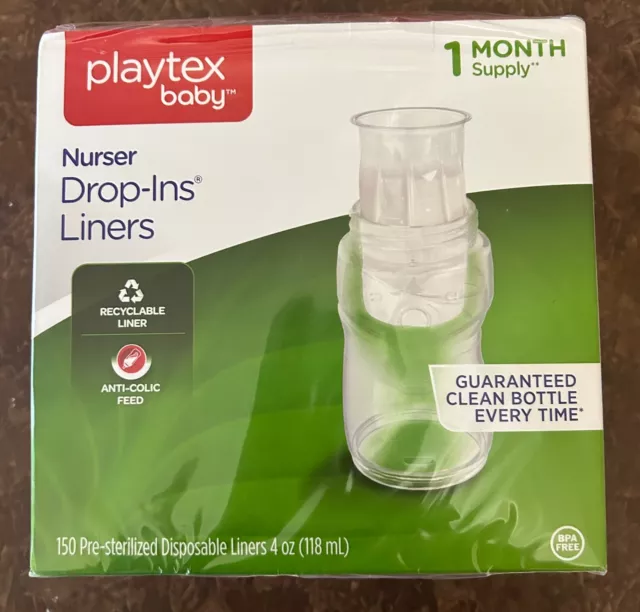 Playtex Baby Nurser Drop-Ins 150 Pre Sterilized Disposable Bottle Liners 4 oz.