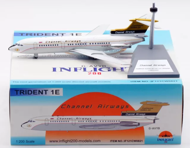 INFLIGHT 1:200 Channel Airways Hawker HS-121 Trident 1E Aircraft Model G-AVYB