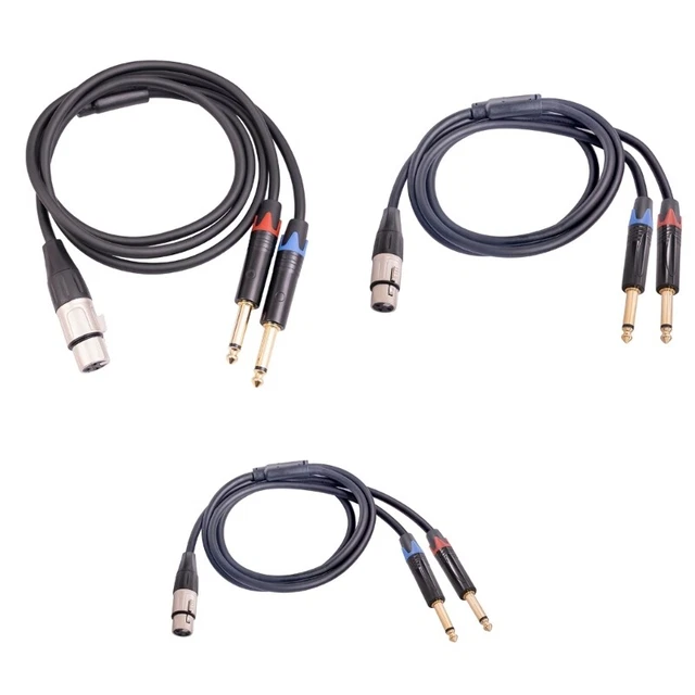 XLR Female 3Pin to 6.35mm 1/4" Mono Male Y Splitter Cable for Microphone
