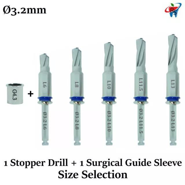 1x Dental Implant Stopper Drill & Surgical Sleeve External Irrigation Ø3.2mm