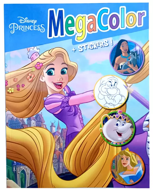 Malbuch Disney Princess Märchen Megacolor DIN A4 mit 120 Malvorlagen +25 Sticker