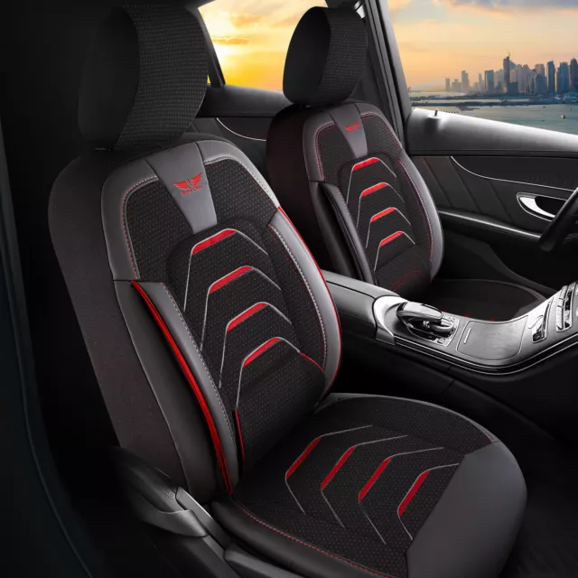 Car Seat Covers pour Seat Leon en Noir Rouge